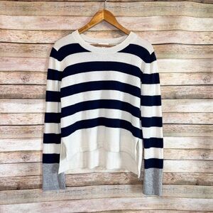 A Loves A Women's Navy Striped Wool Cashmere Blend Crewneck Sweater Size M